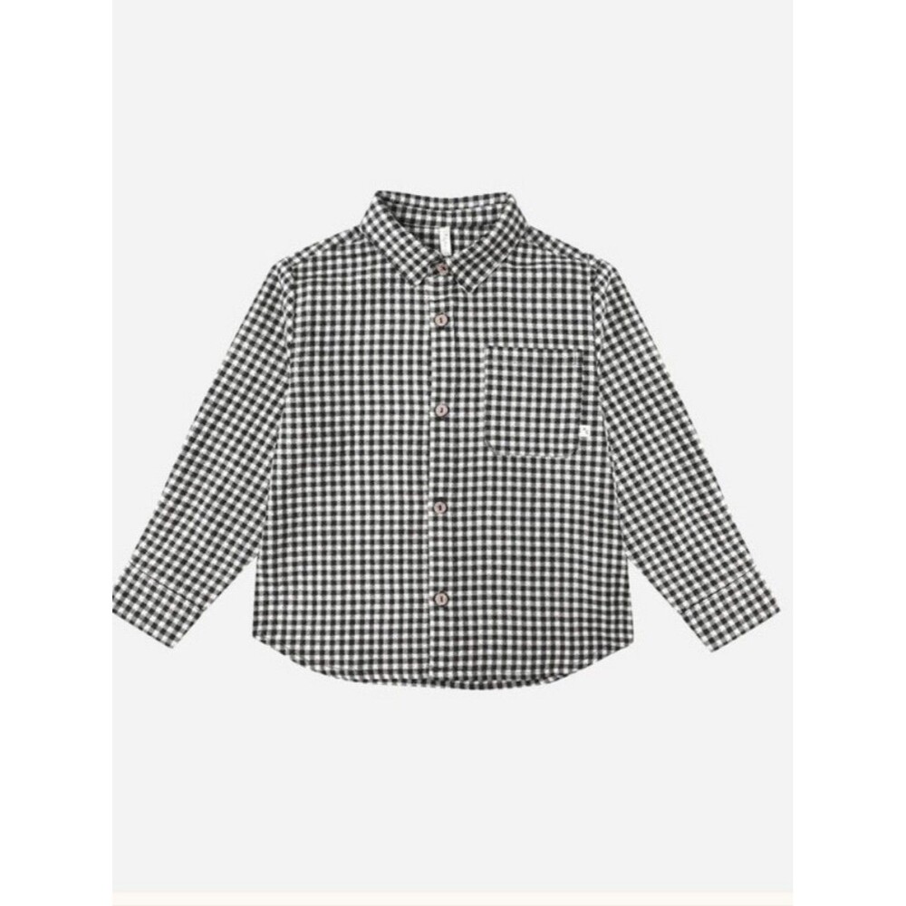 Rylee + Cru Collared Long Sleeve Shirt - Black Gingham 18-24 Months